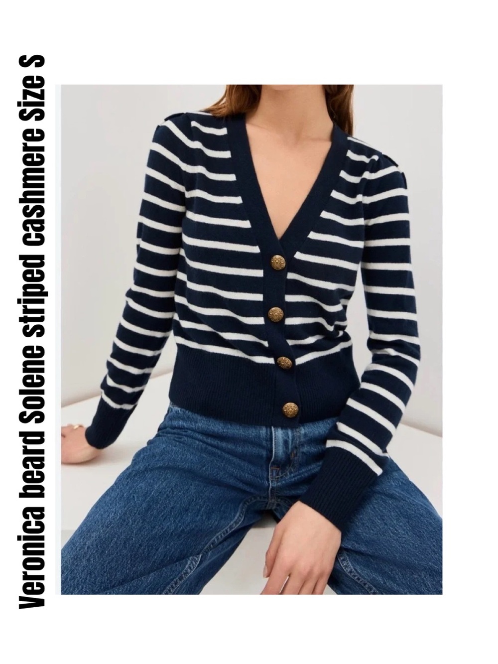 Veronica beard Solene striped cashmere Size S
